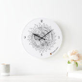 Doodle art ronde wall grote klok (Huis)