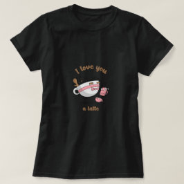 Doodle Art Schattig Cartoon Koffie Koppel Latte T-shirt
