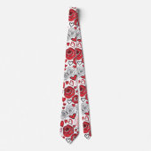 Doodle Art Style Red Pink Roses Hearts Valentine's Stropdas (Voorkant)
