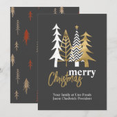 Doodle Art Trees Grey Company kerst Kaart (Voorkant / Achterkant)