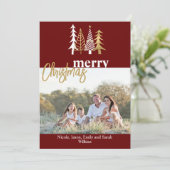 Doodle Art Trees kerstfoto Greeting Kaart (Staand voorkant)