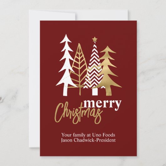 Doodle Art Trees Red Company kerst Kaart (Voorkant)