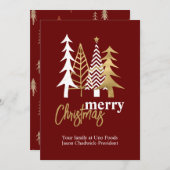 Doodle Art Trees Red Company kerst Kaart (Voorkant / Achterkant)