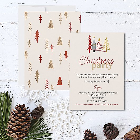 Doodle Art Trees - Uitnodiging voor kerstfeestdage