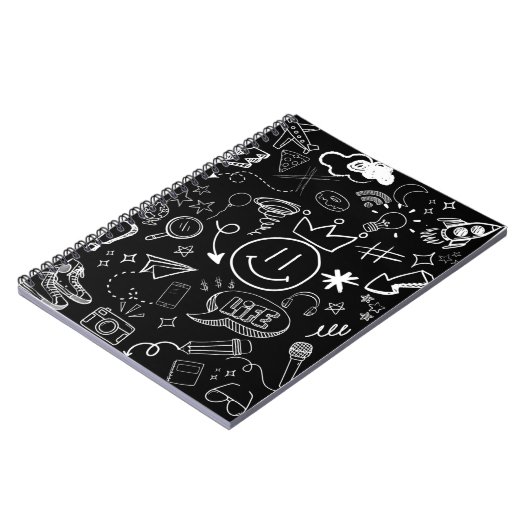 Doodle Art Zwart & Wit Notitieboek (Linkerzijde)