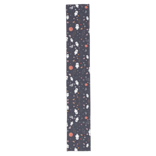 Doodle Astronaut Patroon Lange Tafelloper (Voorkant)