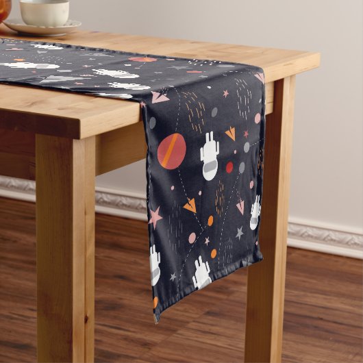 Doodle Astronaut Patroon Lange Tafelloper (Voorbeeld)