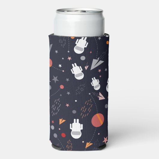 Doodle Astronaut Patroon Seltzer Blikjeskoeler (Seltzer Achterkant)