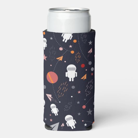 Doodle Astronaut Patroon Seltzer Blikjeskoeler (Seltzer Voorkant)