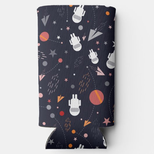 Doodle Astronaut Patroon Seltzer Blikjeskoeler (Achterkant)