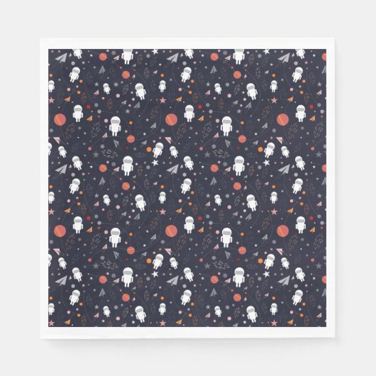 Doodle Astronaut Patroon Servet (Voorkant)