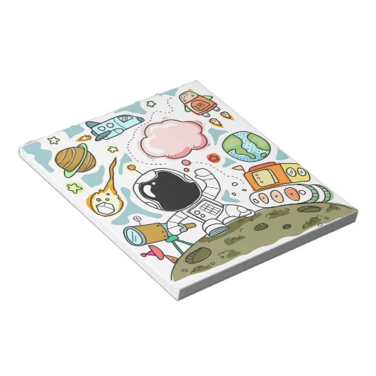 Doodle Astronaut Space Drawing Notitieblok (Schuin)