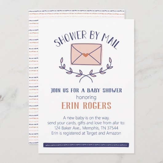 Doodle Baby shower per Mail Invitation Kaart (Voorkant / Achterkant)