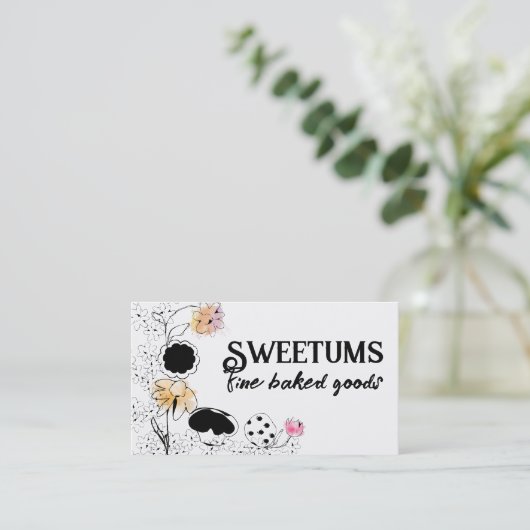 doodle bakken bakkerij snoep bloemen koekje cupcak visitekaartje (Staand voorkant)