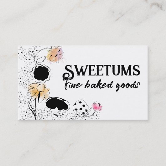 doodle bakken bakkerij snoep bloemen koekje cupcak visitekaartje (Voorkant)