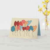 Doodle ballon letters Tan en Blue verjaardag Kaart (Gele Bloem)