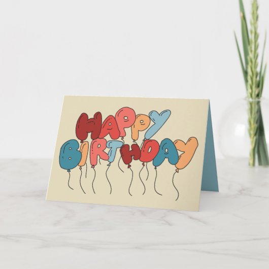 Doodle ballon letters Tan en Blue verjaardag Kaart (Voorkant)