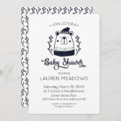 Doodle Beer Winter Baby shower Kaart (Voorkant / Achterkant)