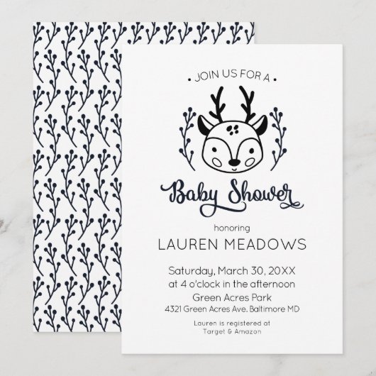 Doodle Beste Uitnodiging van het Baby shower van d (Voorkant / Achterkant)