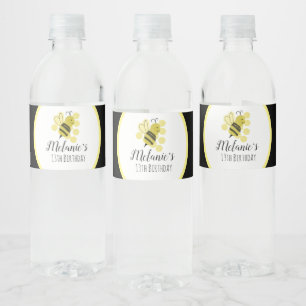 Doodle Bij en Imker Verjaardag Baby Shower Feest Waterfles Etiket
