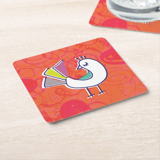 Doodle Bird Kartonnen Onderzetters (Schuin)