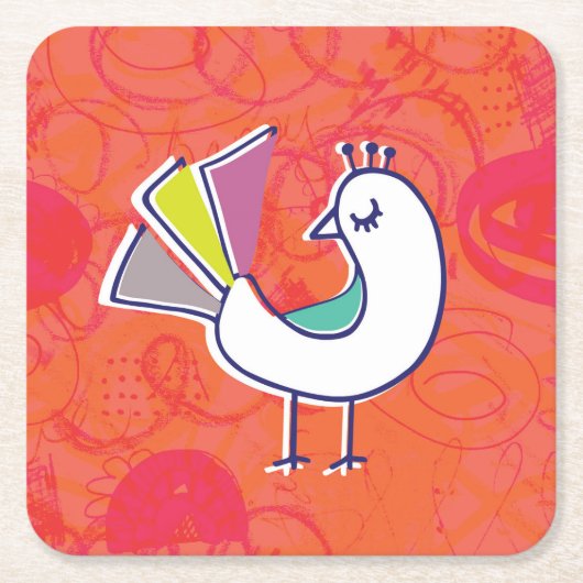 Doodle Bird Kartonnen Onderzetters (Voorkant)