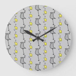 Doodle Birds, Grey and Yellow Grote Klok