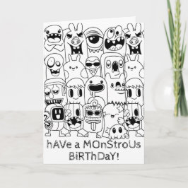 Doodle Birthday Kaart - Monsterratische verjaardag