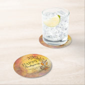 Doodle bladeren & bessen Thanksgiving krans Ronde Kartonnen Onderzetter (Insitu)