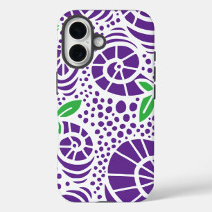 Doodle bladeren en abstracte slak krullen iPhone 16 hoesje