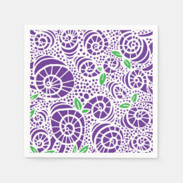 Doodle bladeren en abstracte slak krullen servet