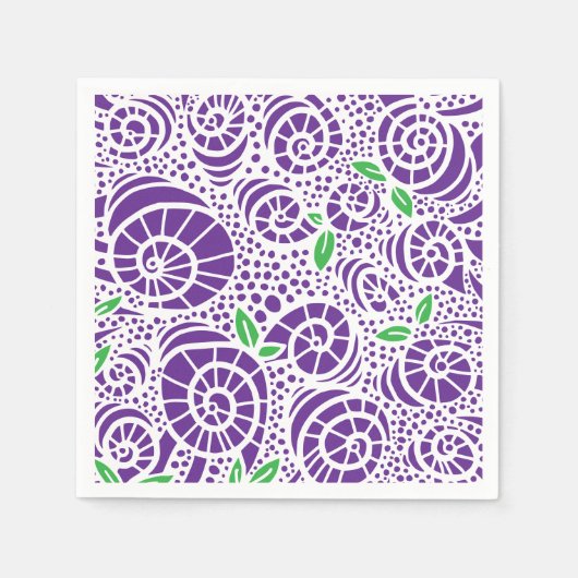 Doodle bladeren en abstracte slak krullen servet (Voorkant)
