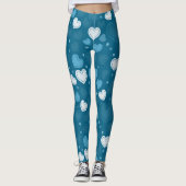 Doodle Blauwe Harten Leggings (Voorkant)