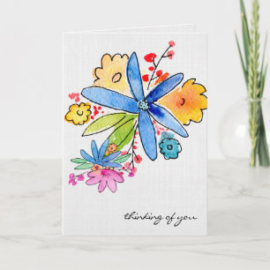 Doodle Bloemen Denken Aan Jou Kaart