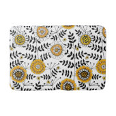 Doodle bloemen en bladeren in geel en zwart badmat (Voorkant)