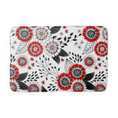 Doodle bloemen en bladeren in rood en zwart badmat (Voorkant)