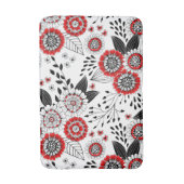 Doodle bloemen en bladeren in rood en zwart badmat (Voorkant Verticaal)