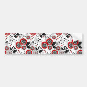 Doodle bloemen en bladeren in rood en zwart bumpersticker (Voorkant)