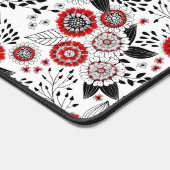 Doodle bloemen en bladeren in rood en zwart bureaumat (Hoek)