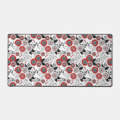 Doodle bloemen en bladeren in rood en zwart bureaumat (Voorkant)