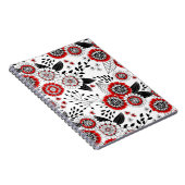 Doodle bloemen en bladeren in rood en zwart notitieboek (Rechterzijde)