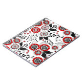 Doodle bloemen en bladeren in rood en zwart notitieboek (Linkerzijde)