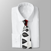 Doodle bloemen en bladeren in rood en zwart stropdas (Gebonden)