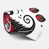 Doodle bloemen en bladeren in rood en zwart stropdas (Opgerold)