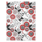 Doodle bloemen en bladeren in rood en zwart tafelkleed (Voorkant)