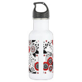Doodle bloemen en bladeren in rood en zwart waterfles (Achterkant)