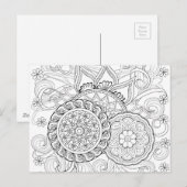 Doodle bloemen en mandala's briefkaart (Voorkant / Achterkant)