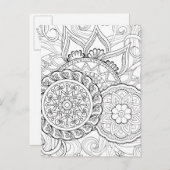 Doodle bloemen en mandala's briefkaart (Voorkant / Achterkant)