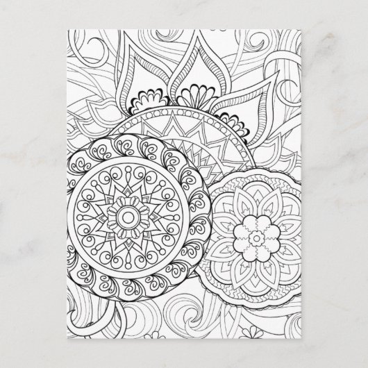 Doodle bloemen en mandala's briefkaart (Voorkant)