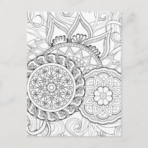 Doodle bloemen en mandala's briefkaart